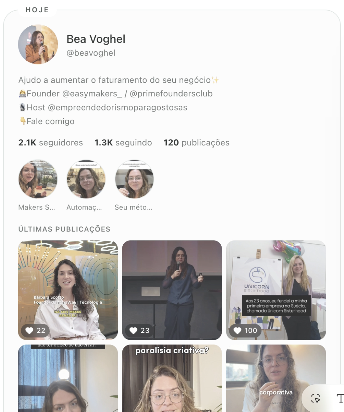 Perfil hoje